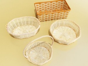 wicker basket collection 4 items Model 3D