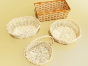 cole&ccedil;&atilde;o de cesta de vime 4 itens Modelo 3D