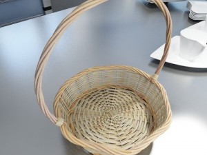 wicker basket collection 4 items Model 3D