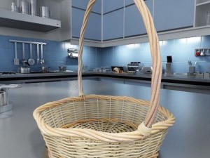 wicker basket collection 4 items Model 3D