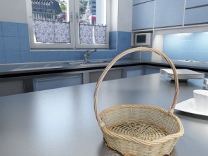 wicker basket collection 4 items Model 3D