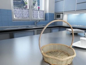 cole&ccedil;&atilde;o de cesta de vime 4 itens Modelo 3D