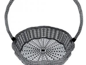 wicker basket collection 4 items Model 3D