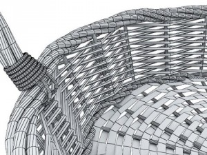 wicker basket collection 4 items Model 3D