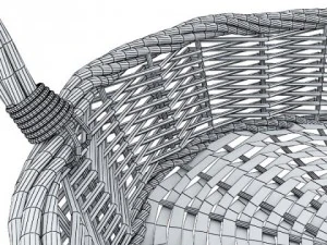 cole&ccedil;&atilde;o de cesta de vime 4 itens Modelo 3D