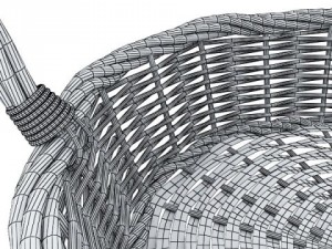 wicker basket collection 4 items Model 3D