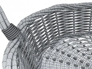 cole&ccedil;&atilde;o de cesta de vime 4 itens Modelo 3D