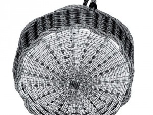 wicker basket collection 4 items Model 3D