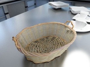 wicker basket collection 4 items Model 3D