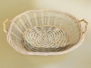 wicker basket collection 4 items Model 3D