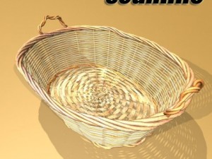 wicker basket collection 4 items Model 3D
