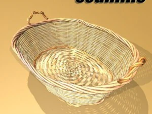 cole&ccedil;&atilde;o de cesta de vime 4 itens Modelo 3D