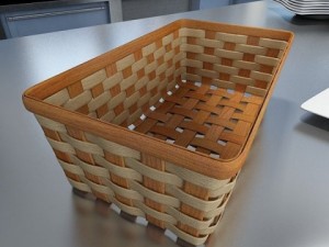 wicker basket collection 4 items Model 3D