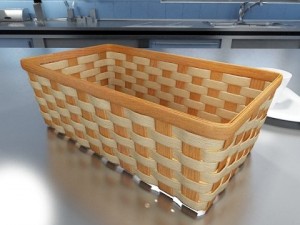 wicker basket collection 4 items Model 3D