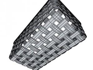 wicker basket collection 4 items Model 3D