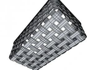 cole&ccedil;&atilde;o de cesta de vime 4 itens Modelo 3D