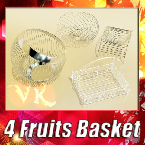 metal basket collection 3D Model .c4d .max .obj .3ds .fbx .stl .blend 