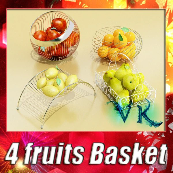 fruits  basket collection 3D Model .c4d .max .obj .3ds .fbx .stl .blend 