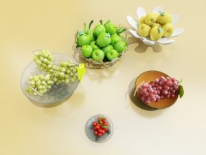 fruit in bowls collection Modèle 3D