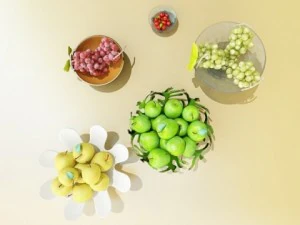 fruit in bowls collection 3D Model