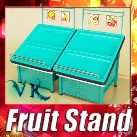 fruits stand store display smoothable Modelo 3D .c4d .max .obj .3ds .fbx .stl .blend 