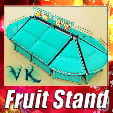 fruit stand store display smoothable 3D Model .c4d .max .obj .3ds .fbx .stl .blend 