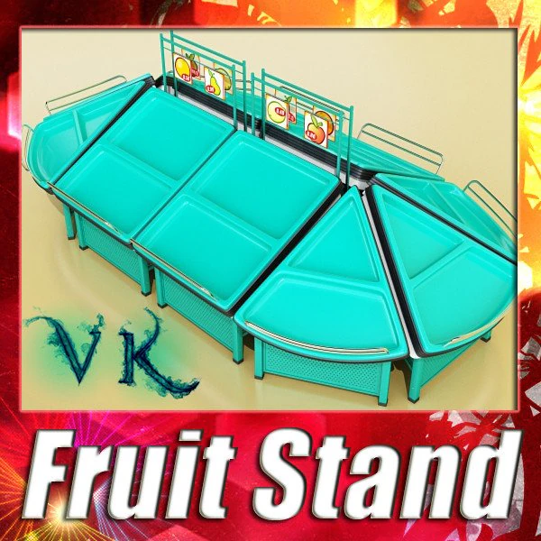 fruit stand store display smoothable 3D Model .c4d .max .obj .3ds .fbx .stl .blend 