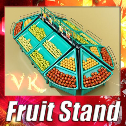 fruit stand store display Model 3D .c4d .max .obj .3ds .fbx .stl .blend 