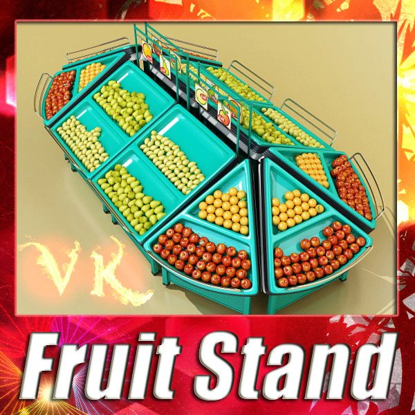 fruit stand store display 3D Model .c4d .max .obj .3ds .fbx .stl .blend