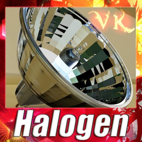 halogen lamp high detail 3D Модель .c4d .max .obj .3ds .fbx .stl .blend 
