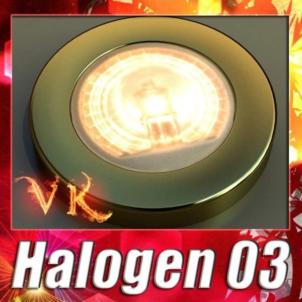 halogen lamp 03 photoreal 3D Model .c4d .max .obj .3ds .fbx .stl .blend