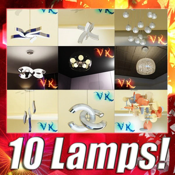 10 modern pendant lamp collection 3D Model .c4d .max .obj .3ds .fbx .stl .blend 