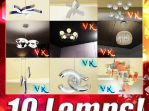 10 modern pendant lamp collection 3D Model