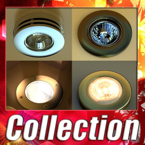 halogen lamps collection Modello 3D .c4d .max .obj .3ds .fbx .stl .blend 