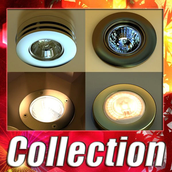 halogen lamps collection 3D Model .c4d .max .obj .3ds .fbx .stl .blend 