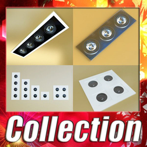 halogen lamps collection 15 items 3D Model .c4d .max .obj .3ds .fbx .stl .blend 