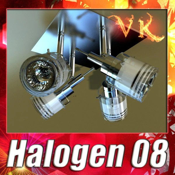 halogen ceiling light 08 photoreal 3D Model .c4d .max .obj .3ds .fbx .stl .blend 