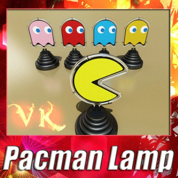 table lamp pacman ghost 3D Model .c4d .max .obj .3ds .fbx .stl .blend 
