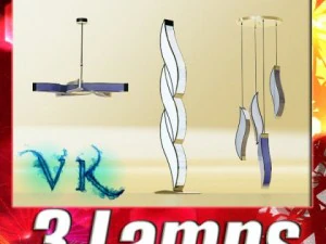 Kollektion mit 3 Pendelleuchten 3D Modell