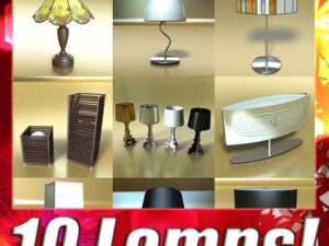 10 table lamps collection 3D Model