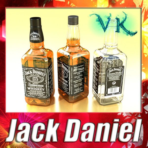 jack daniels bottle 3D Model .c4d .max .obj .3ds .fbx .stl .blend 