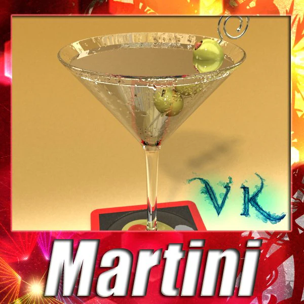 martini liquor glass 3D Model .c4d .max .obj .3ds .fbx .stl .blend