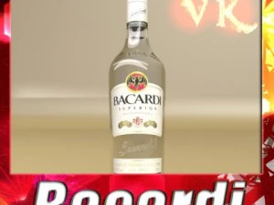 botol minuman keras fotorealistik bacardi superior Model 3D