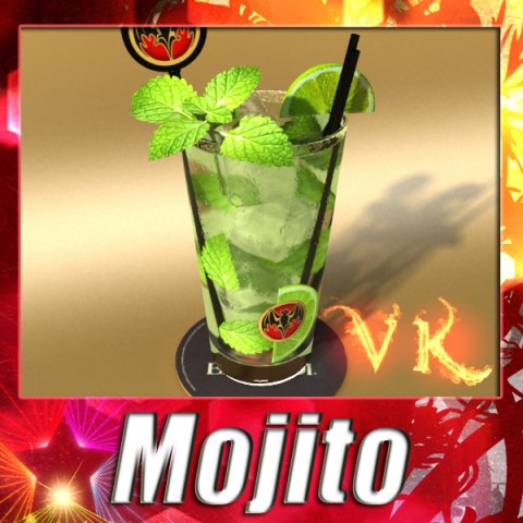mojito cocktail high detail 3D Model .c4d .max .obj .3ds .fbx .stl .blend