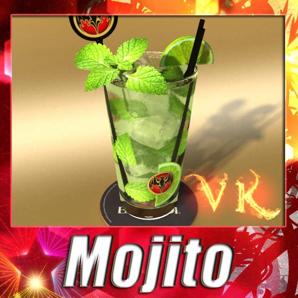 mojito cocktail high detail 3D Model .c4d .max .obj .3ds .fbx .stl .blend 