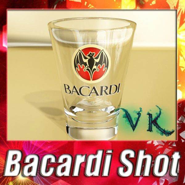 photoreal bacardi rum shot glass 3D Model .c4d .max .obj .3ds .fbx .stl .blend 