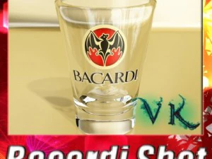gelas rum bacardi fotoreal Model 3D