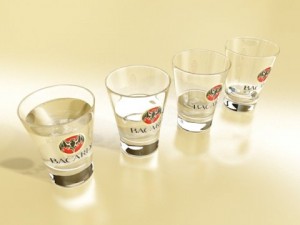 photoreal bacardi rum shot glass 3D 모델