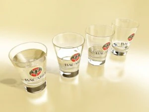 photoreal bacardi rum shot glass 3D Model