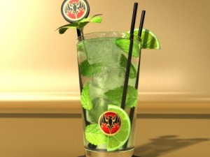 high detailed bacardi bottle mojito and rum shot 3D Model